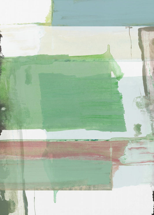 Aquablauw Abstract Op Wit 3 | Canvas