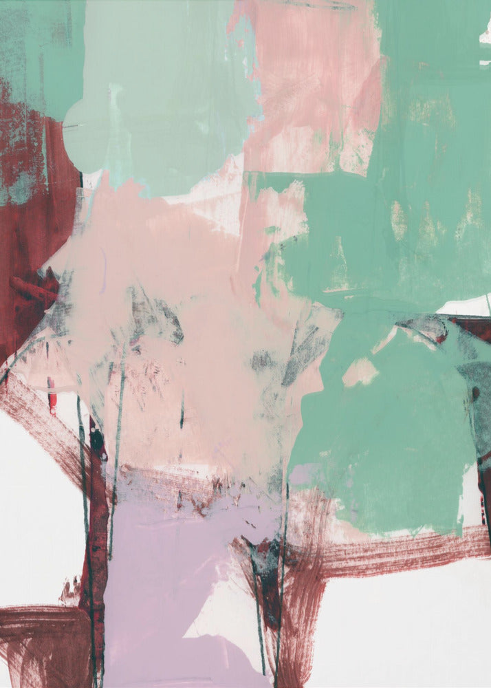 Blauw Roze Donker Abstract 3 | Poster