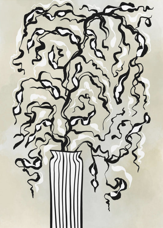 Gestileerde plant in een gestreepte vaas | Poster