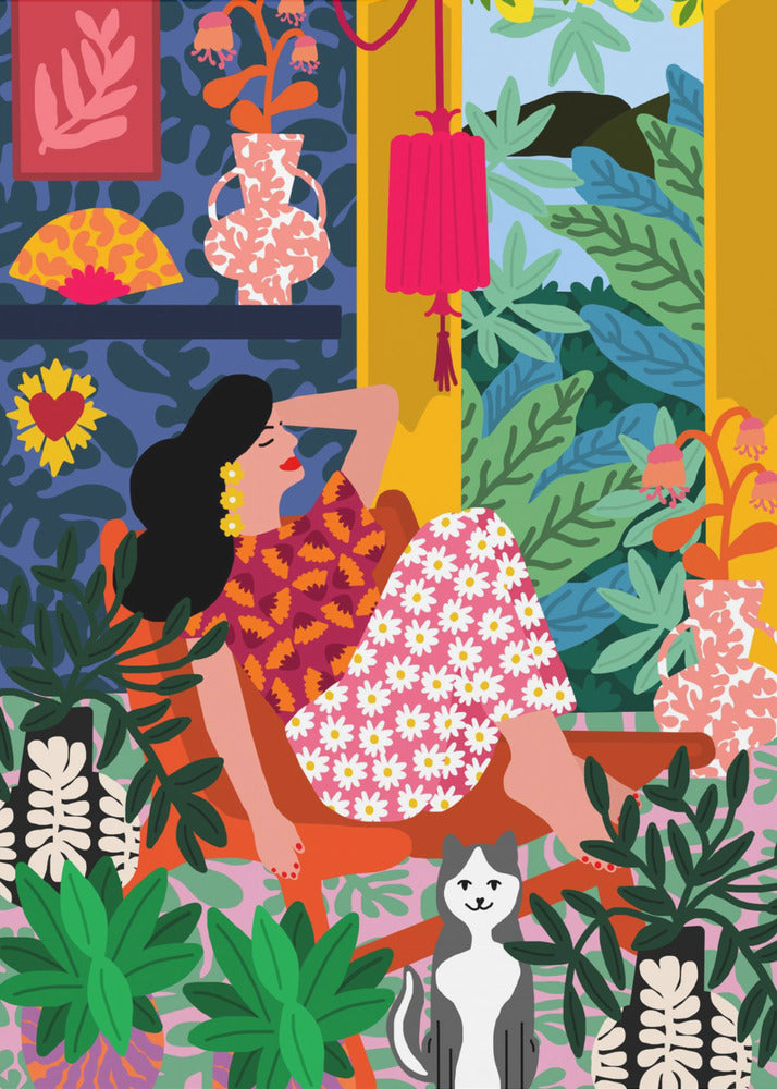 Flower power Vrouw | Canvas