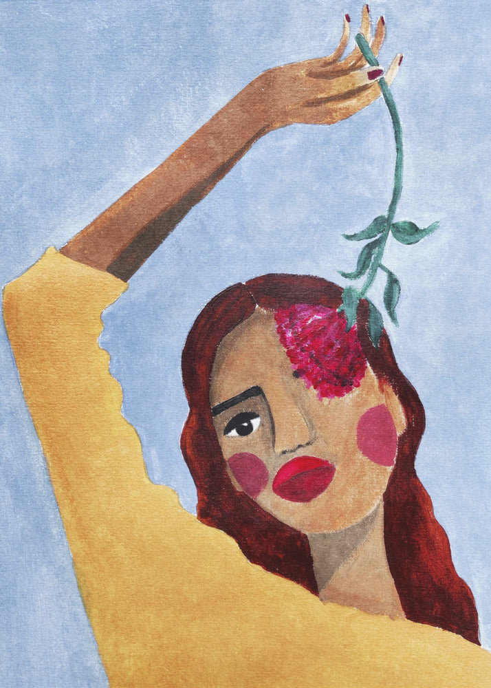 Magda met bloem | Canvas