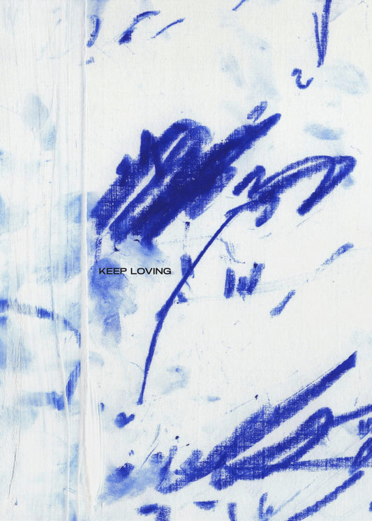 Blauwe fluisteringen met Keep Loving | Canvas