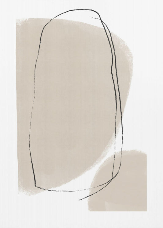 Soft Beige Shapes And Fluid Black Lines | Canvas