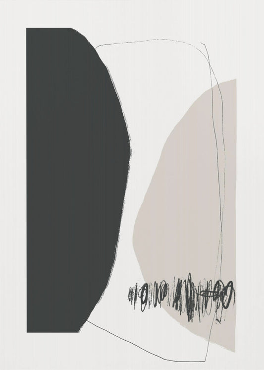 Organische vormen en lijnen in neutrale tinten | Poster