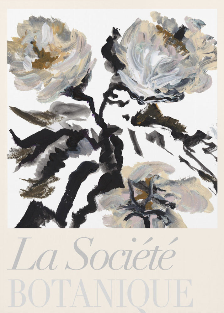La Société Botanique Zwarte, witte en crèmekleurige bloemen | Poster