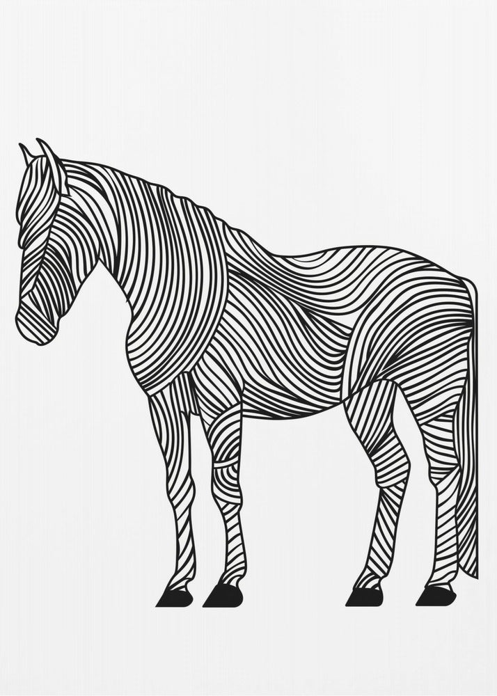 Lijnenkunst Paard | Canvas