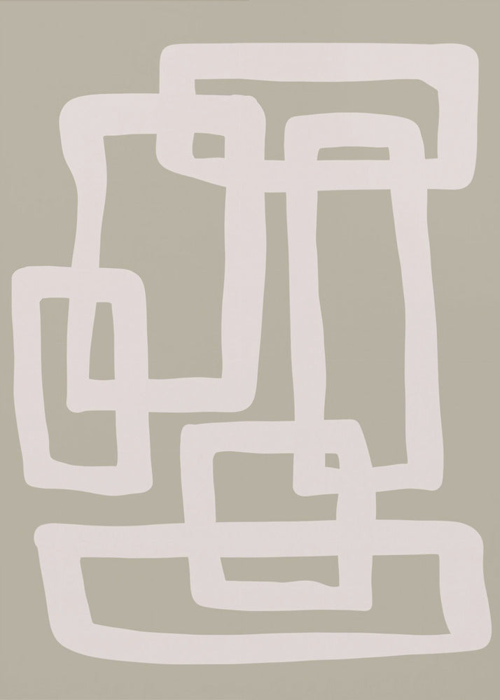 Saliegroene abstracte vormen | Canvas