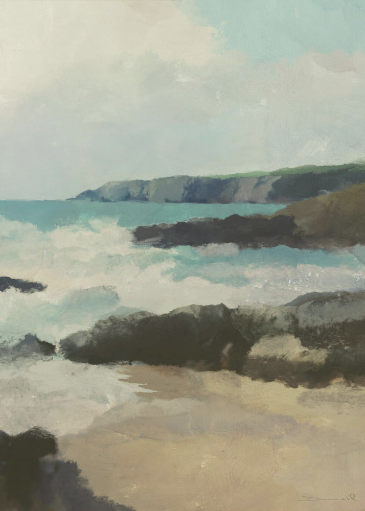 Rotsachtig strand | Canvas