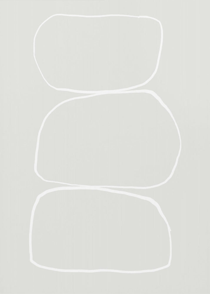 Drie met de hand getekende witte stenen | Poster