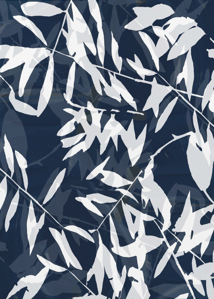 Marineblauwe witte bamboe 1 | Poster