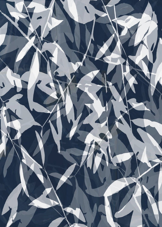 Marineblauw Wit Bamboe 3 | Canvas