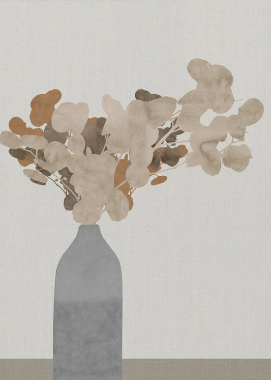 Roestbruine gedroogde bloemen in vaas op tafel 1 Jpg | Canvas