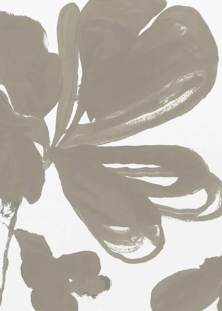 Reuzen Taupe Bloemen 1 | Canvas