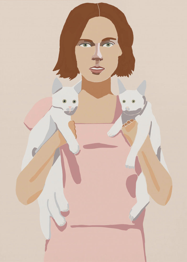 Dame met kittens | Canvas