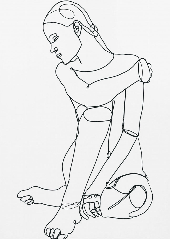Lijntekening van vrouw | Canvas