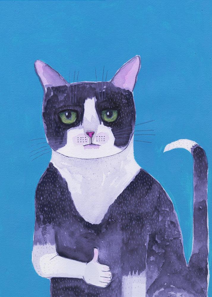 Kat duimen omhoog blauw | Poster