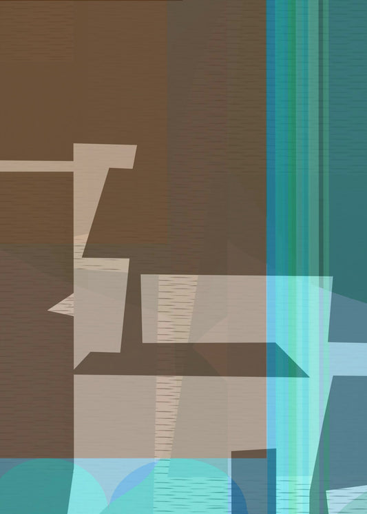 Bruin Blauw Geweven 1 | Poster