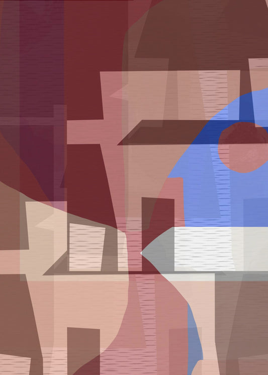 Bruin Blauw Geweven 6 | Poster