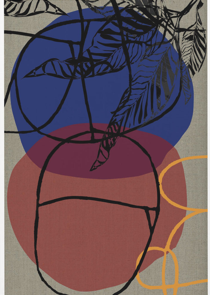 Houtsnede Blad Paars Blauw Rood Abstract 3 Finale | Poster