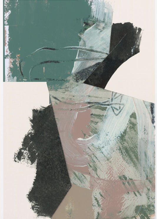 Groen Perzik Neutraal Zwart Abstract 1 | Poster