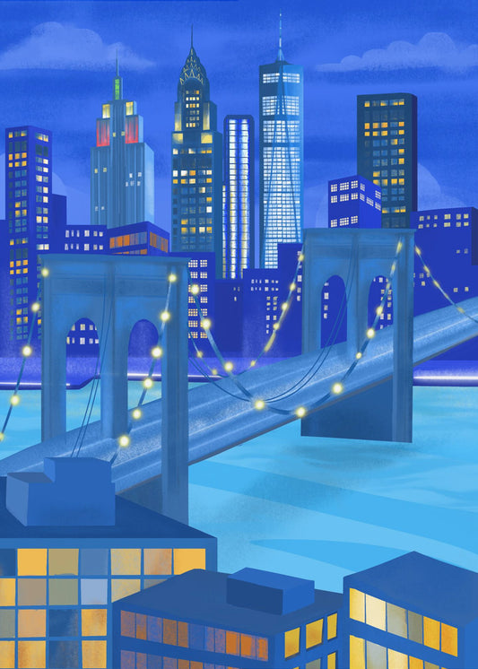 New York bij nacht | Poster
