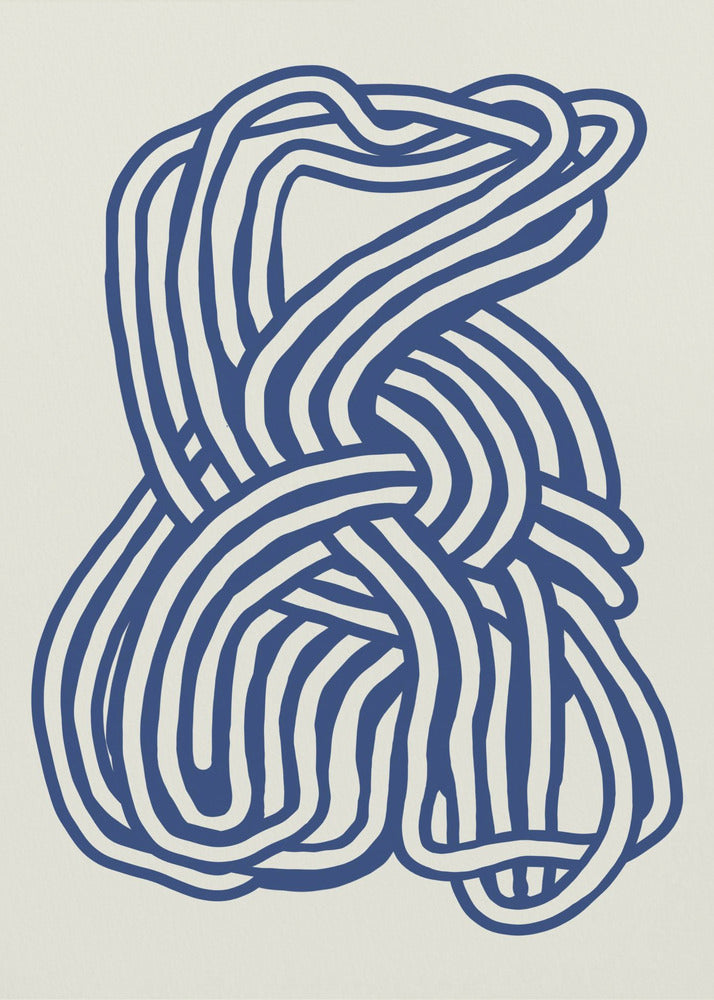 Lijnkunst organische vorm in blauw 02 | Poster