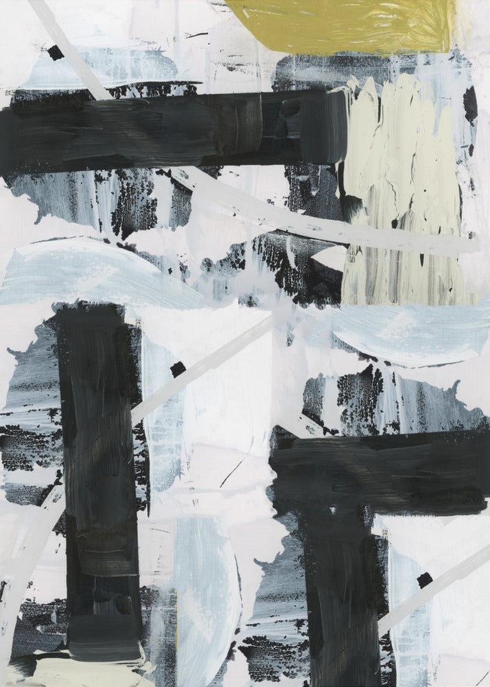 Zwart-wit en goud abstract 1 | Poster