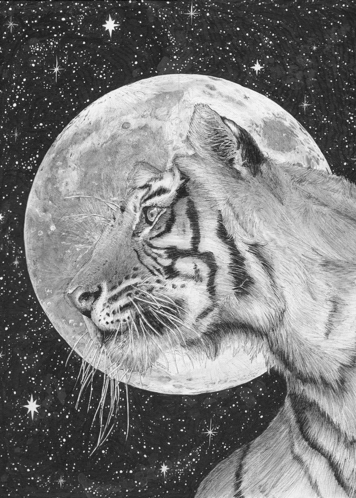Maan en Tijger Origineel | Canvas