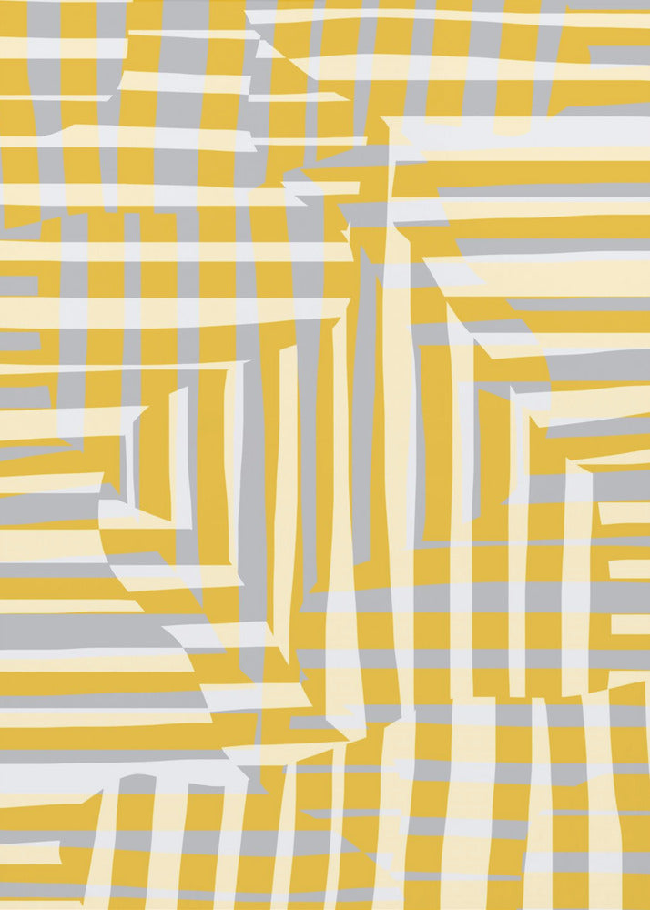 Gele lijn en streep met grijze variatie | Canvas