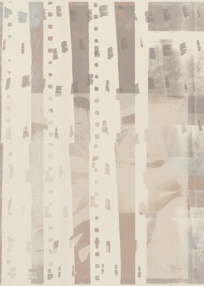 Neutraal abstract patroon in licht terracotta, taupe en wit. | Poster