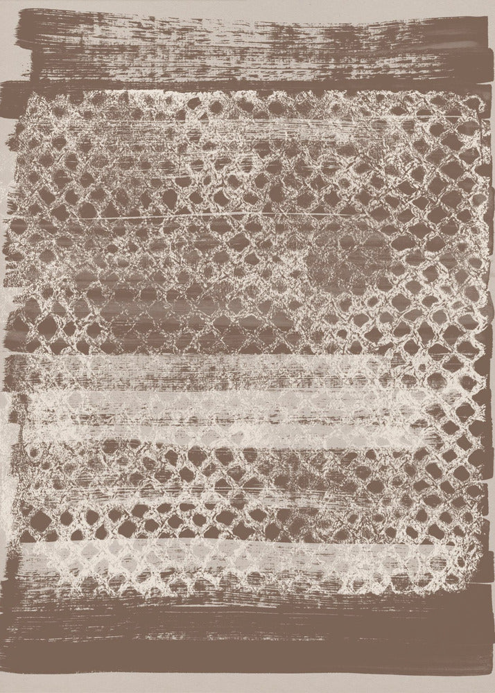 Neutraal patroon. Witte monotype textuur op bruin. | Poster