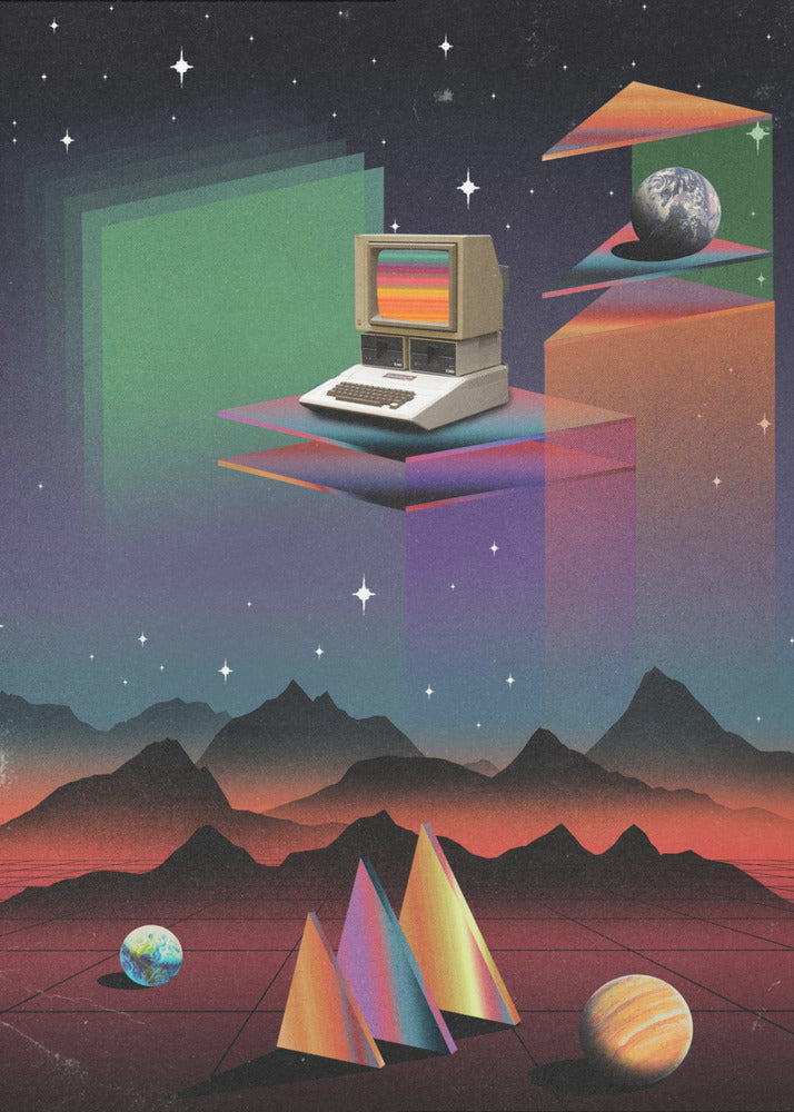 CRT-computer uit de jaren 80 | Poster