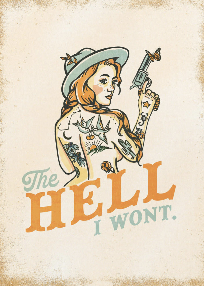 Hell I Won't Sassy Tattoo Pinup Girl | Canvas