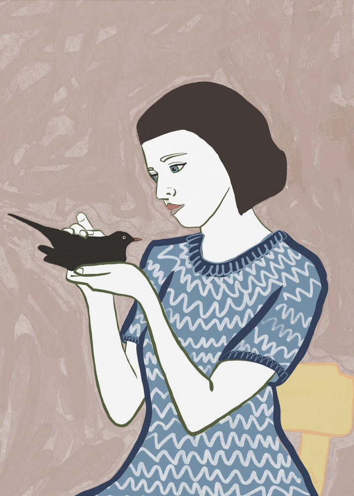 Vogelvrouw zittend | Canvas