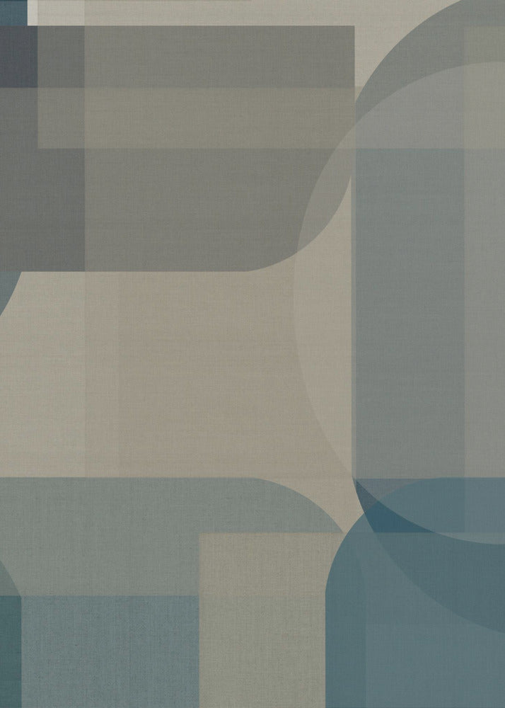 Geweven blauwe en neutrale abstracte lagen 1 | Poster