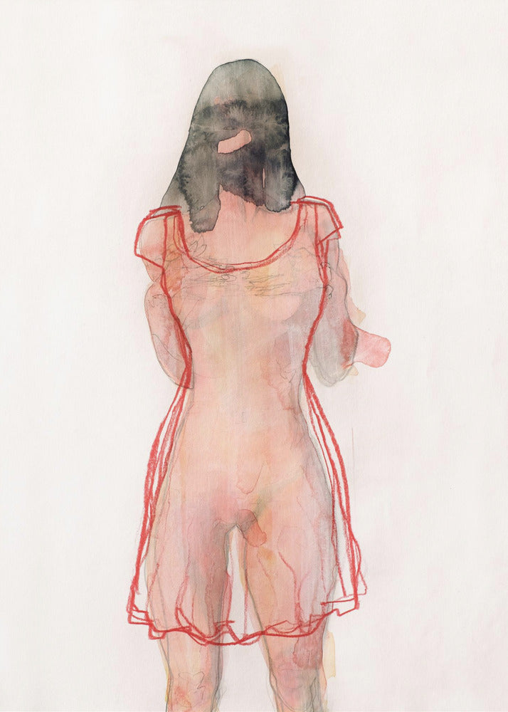 Figuurstudie (rode jurk) | Canvas