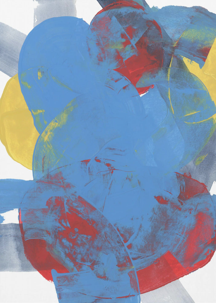 Abstracte Blauwe Rode Gele Vormen 2 | Canvas