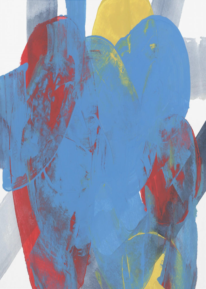 Abstracte Blauwe Rode Gele Vormen 3 | Canvas