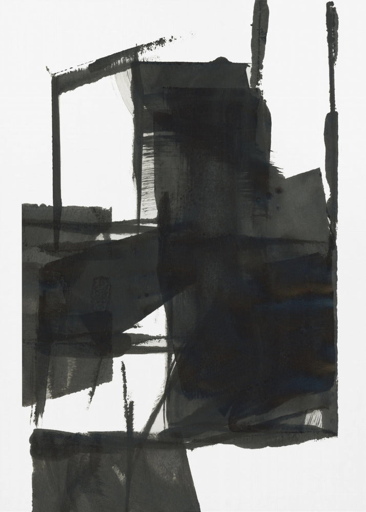 Zwart-wit abstracte compositie nr. 4 | Canvas