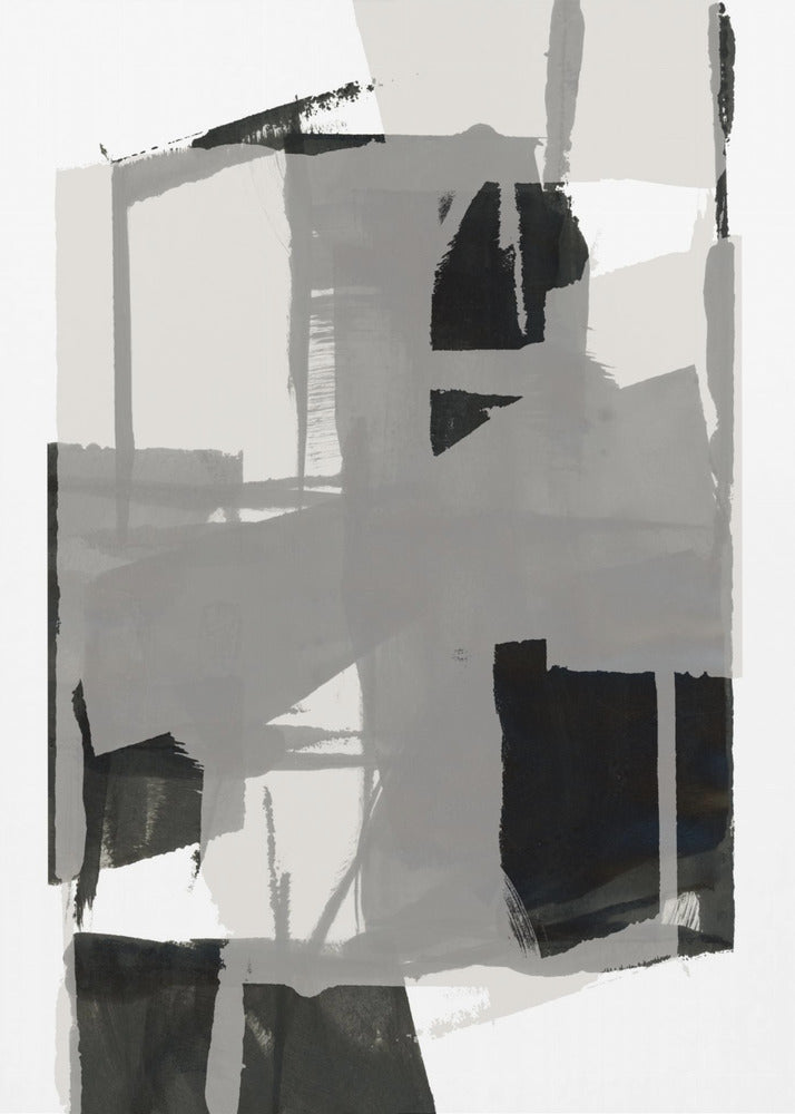 Zwart-wit abstracte compositie nr. 5 | Canvas