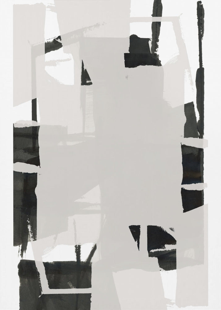 Zwart-wit abstracte compositie nr. 6 | Canvas