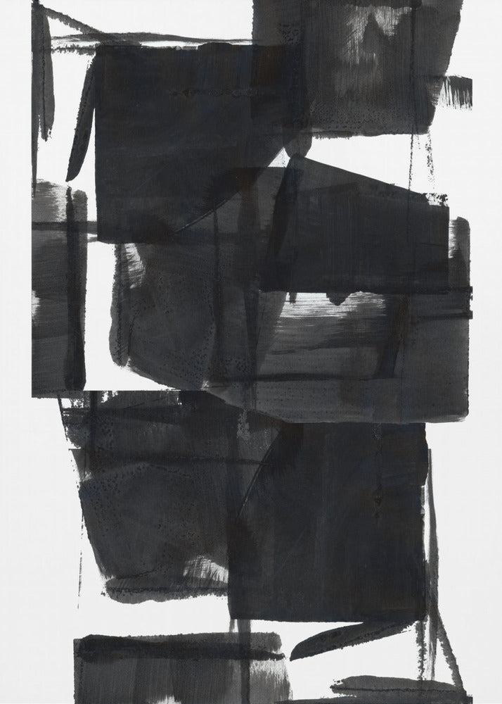 Zwart-wit abstracte compositie nr. 8 | Canvas