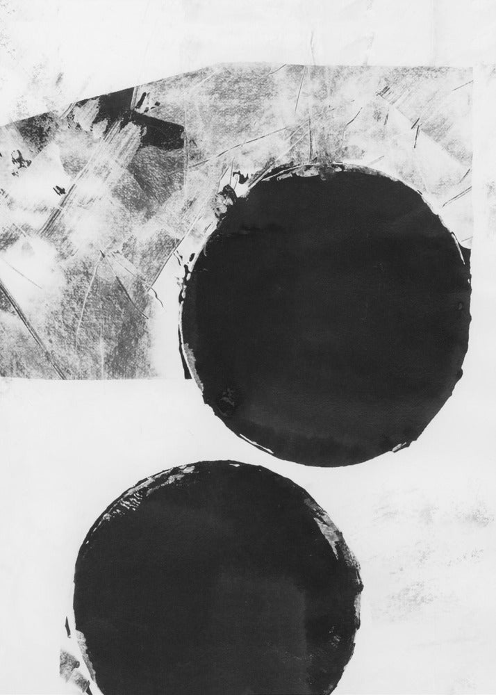 Zwart-witte abstracte stippen 5 | Canvas