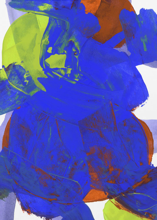 Kobaltblauw Lila Geel Chartreuse Oranje Neutraal Wit Abstract 1 | Poster