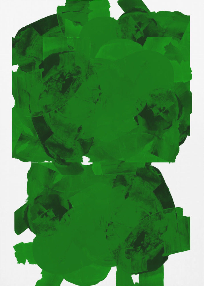 Groen en zwart abstracte compositie nr. 2 | Canvas