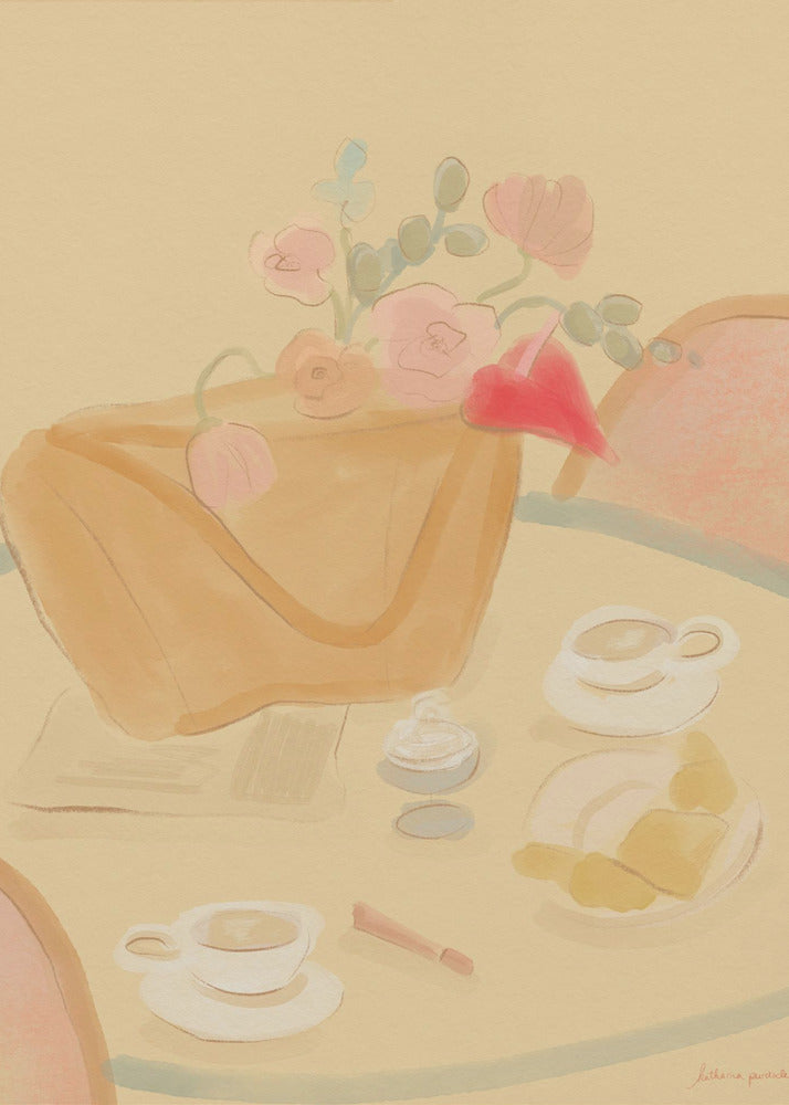 Koffiedate met bloemen | Poster