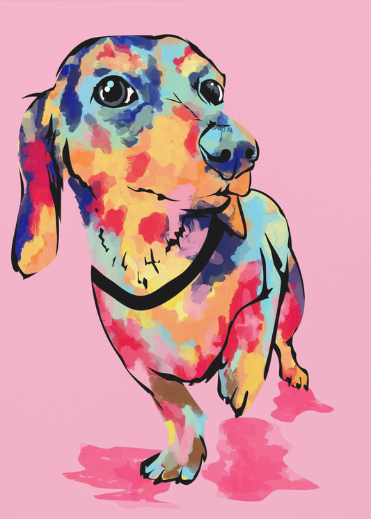 Regenboogpup, schattige en kleurrijke hond | Poster