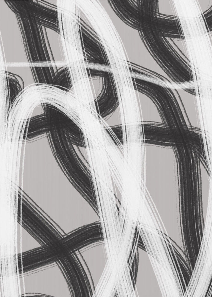 Zwart-witte penseelstreken | Canvas