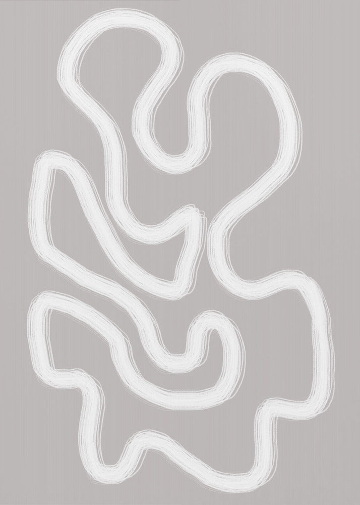 Abstracte kunst met vloeiende witte lijnen | Canvas