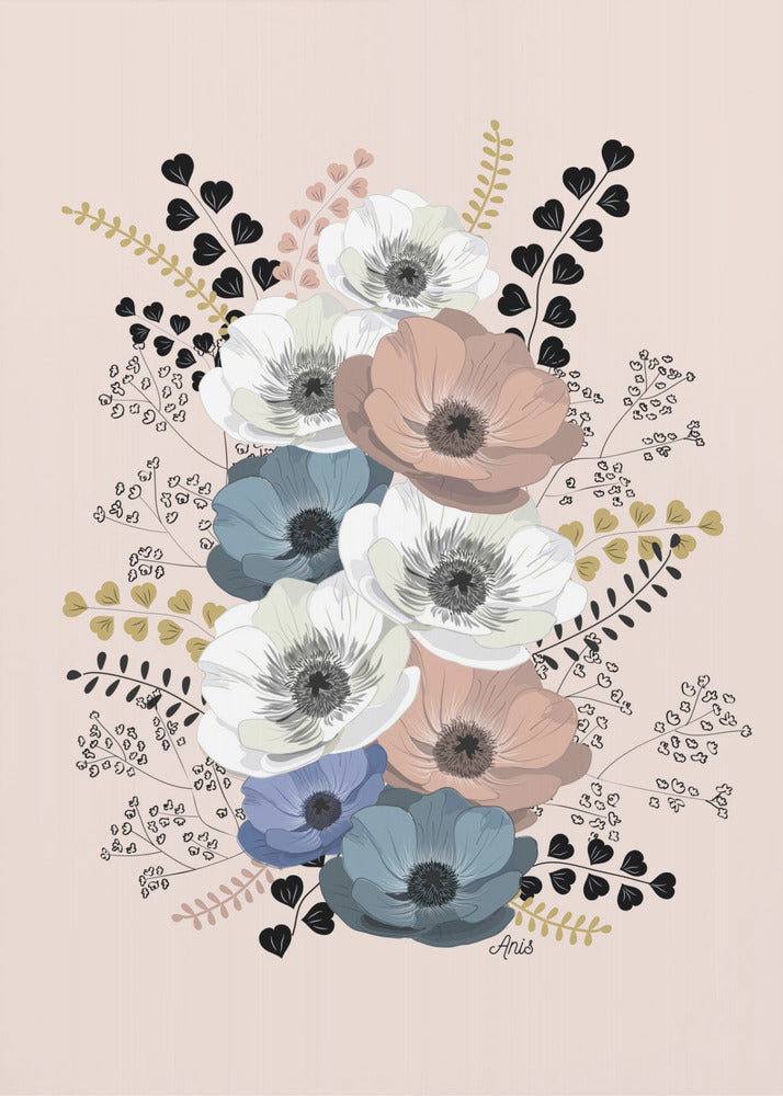 Anemones Floral Bouquet | Poster